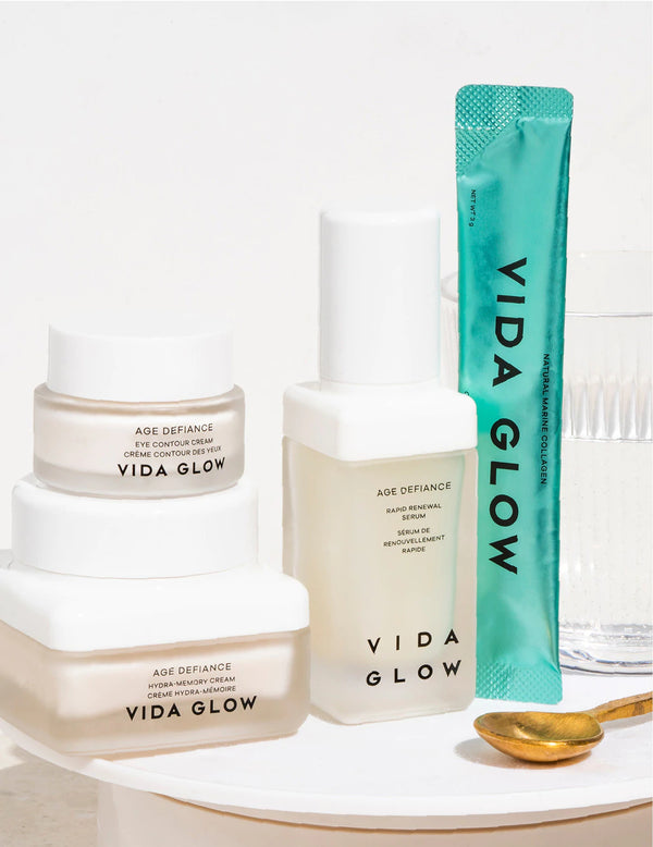 Vida Glow Age Defiance: Eine bidirektionale Schönheitsroutine für die Pflege der Haut von innen und außen